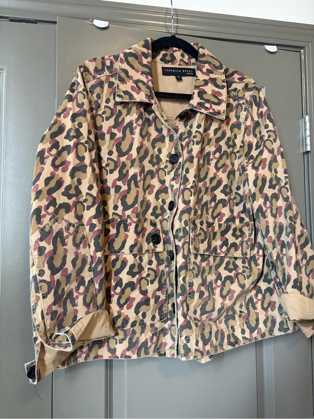 Veronica Beard Tan Multi Leopard-Print Utility Jacket
